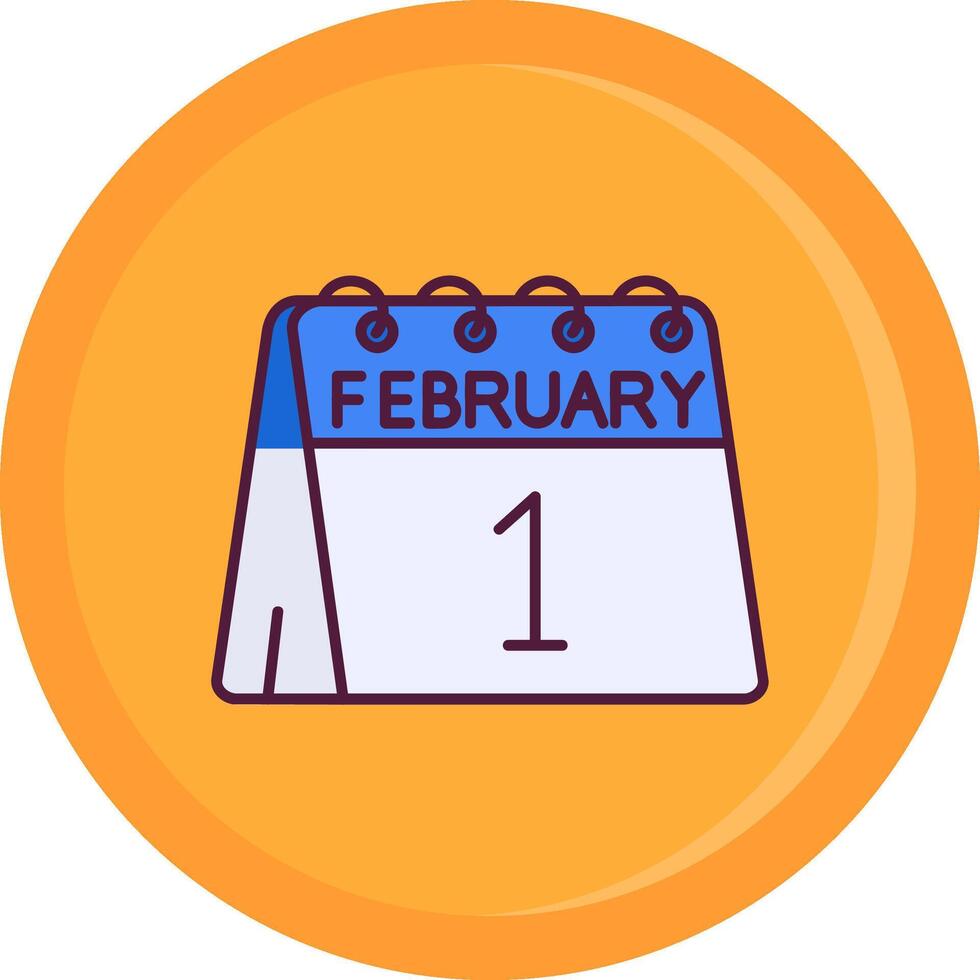 1st of February Line Filled Icon vector