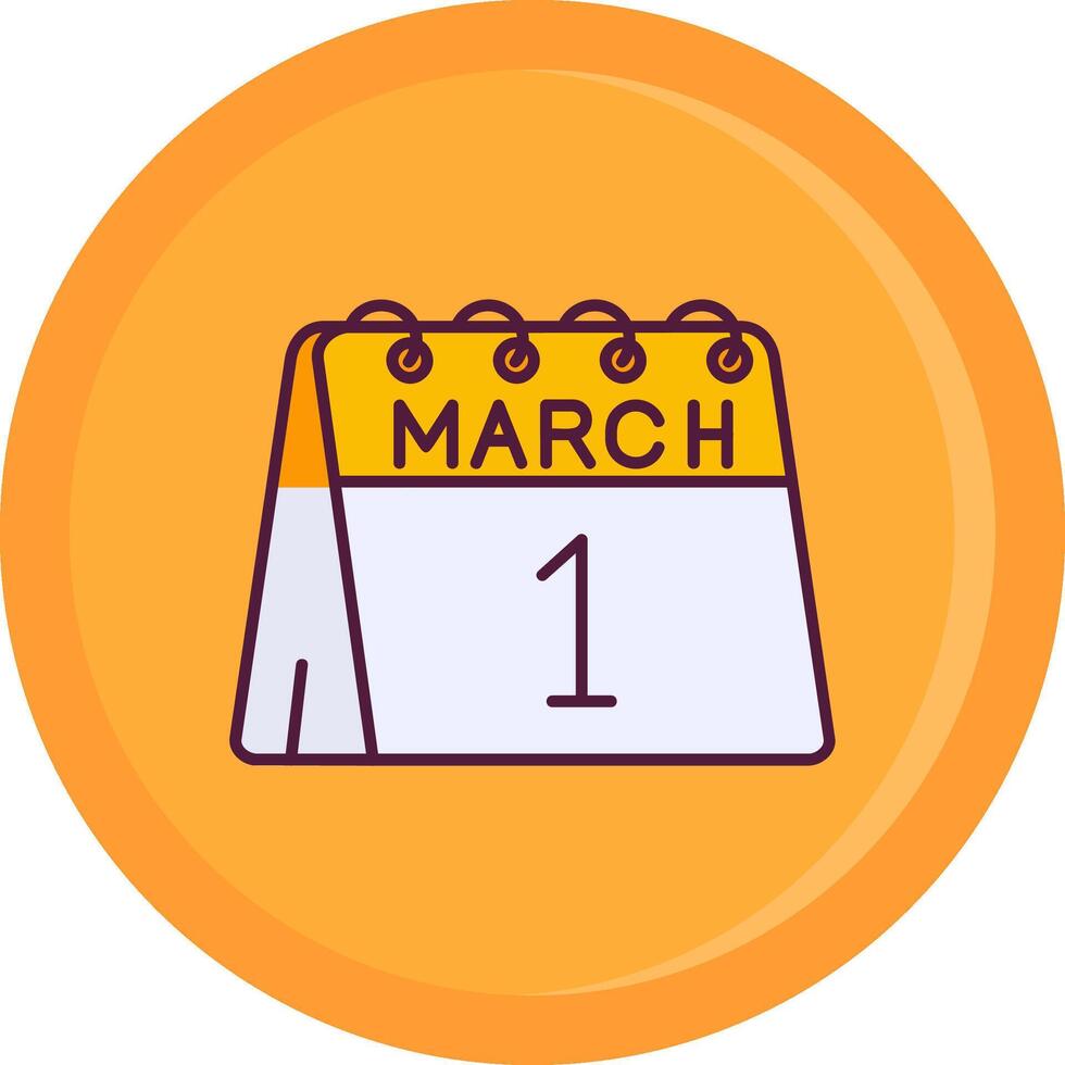 Primero de marzo línea lleno icono vector