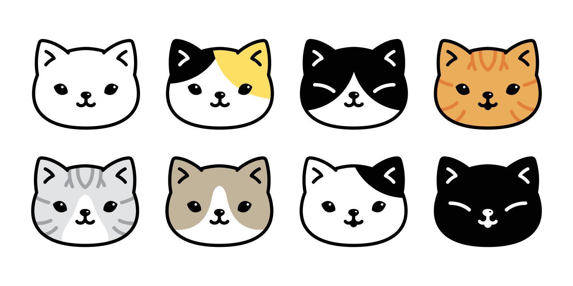 gato vector icono gatito raza calicó logo símbolo cara cabeza personaje dibujos animados garabatear ilustración diseño