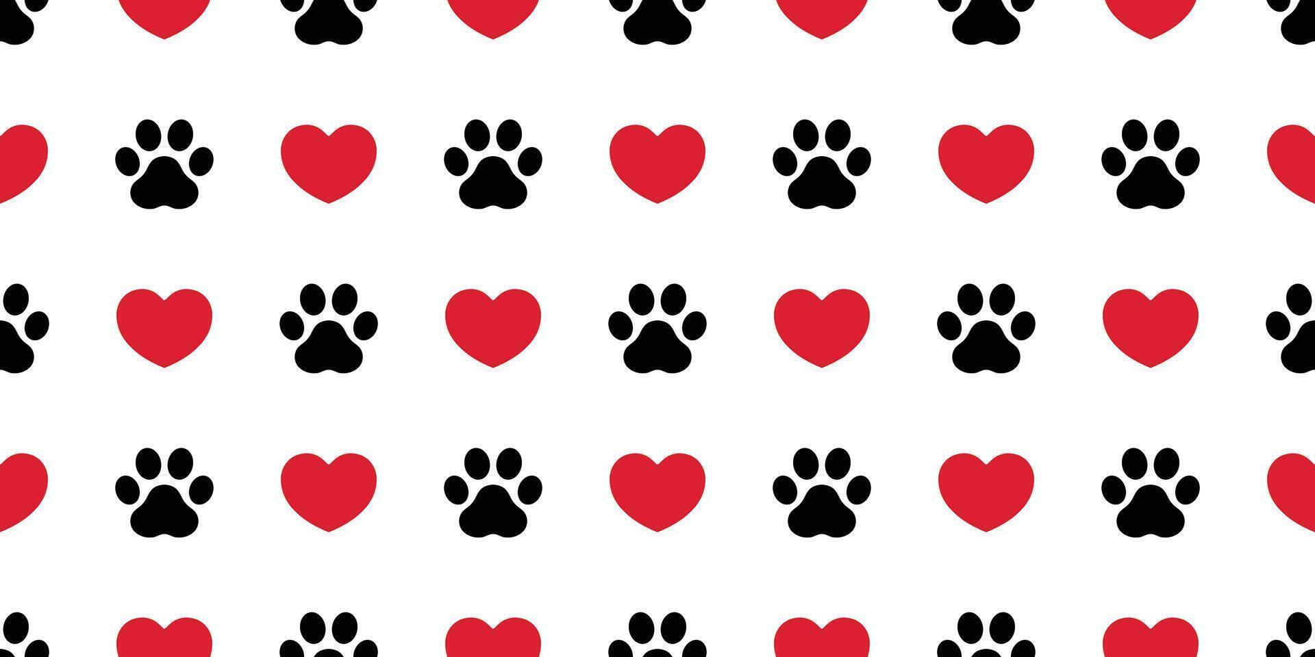 dog paw seamless pattern footprint heart valentine vector french bulldog puppy cartoon icon scarf isolated repeat wallpaper tile background illustration doodle design