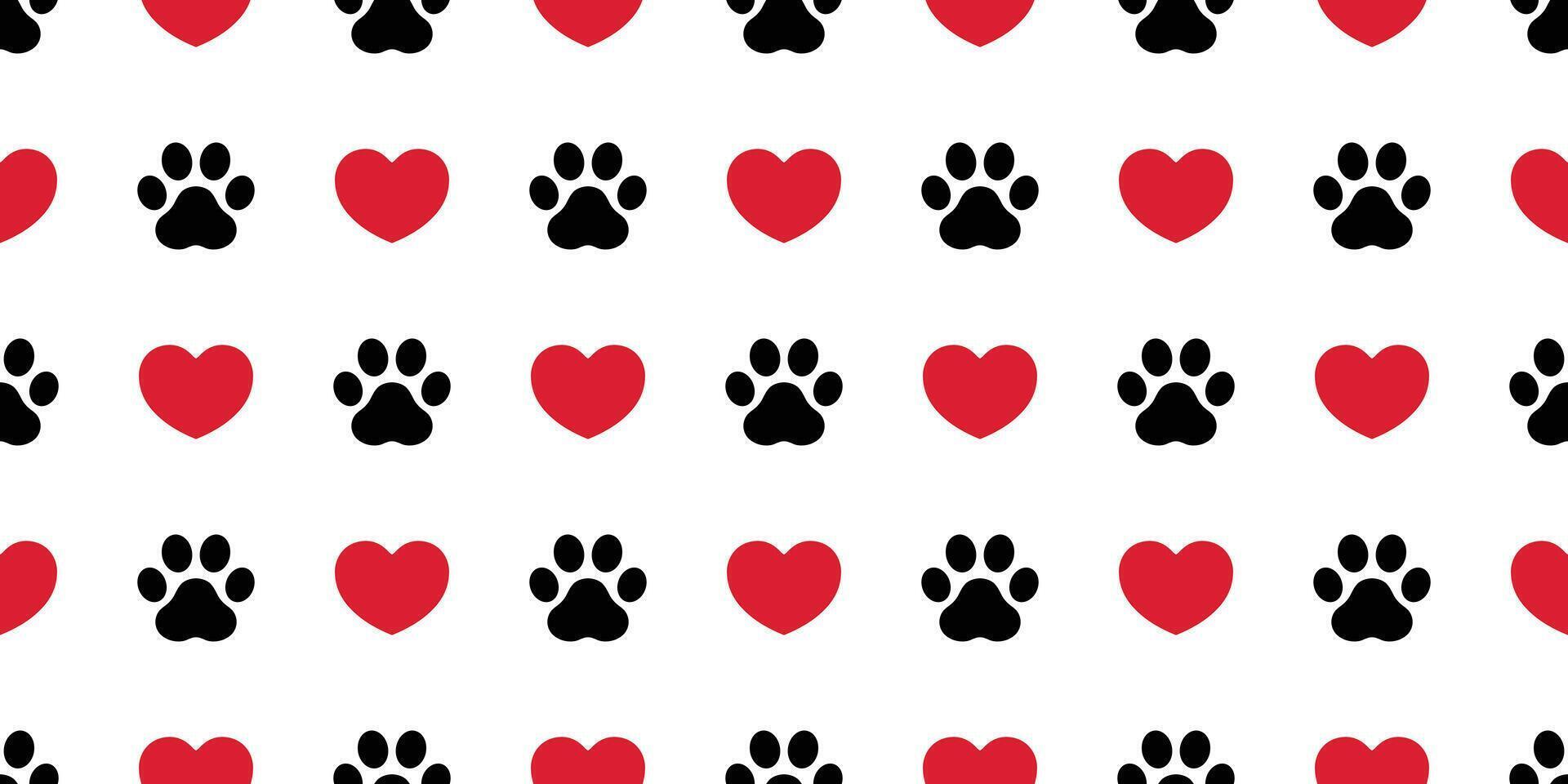 dog paw seamless pattern footprint heart valentine vector french bulldog puppy cartoon icon scarf isolated repeat wallpaper tile background illustration doodle design