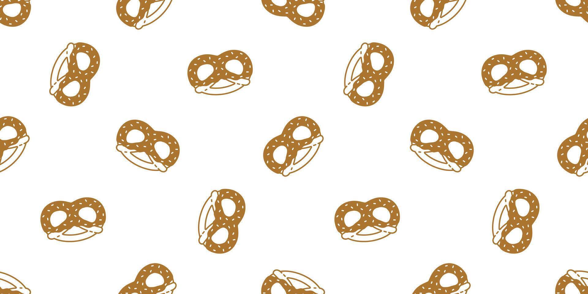 pretzel seamless pattern cookie vector snack bread scarf isolated tile background repeat wallpaper cartoon doodle illustration brown design