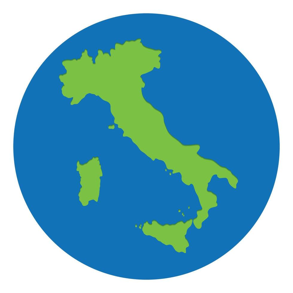 Italy map in green color in globe design with blue circle color. vector