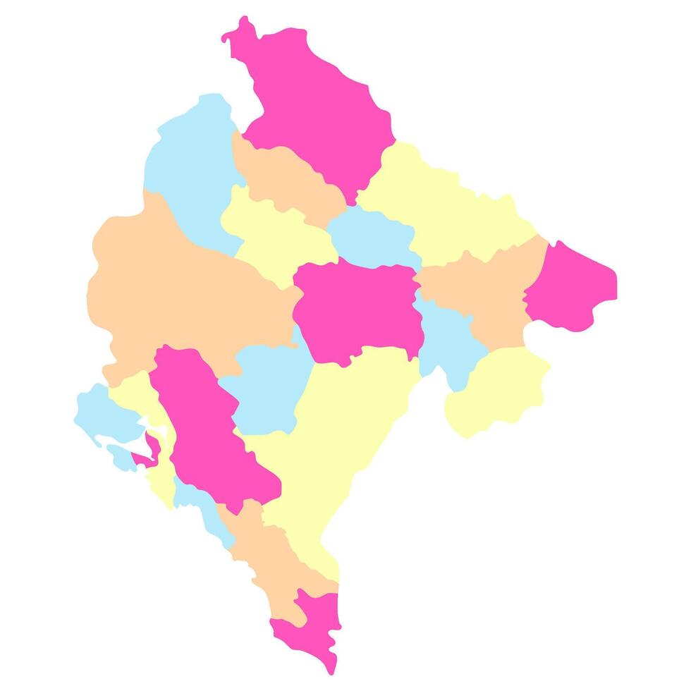 Montenegro map. Map of Montenegro in administrative provinces in multicolor vector