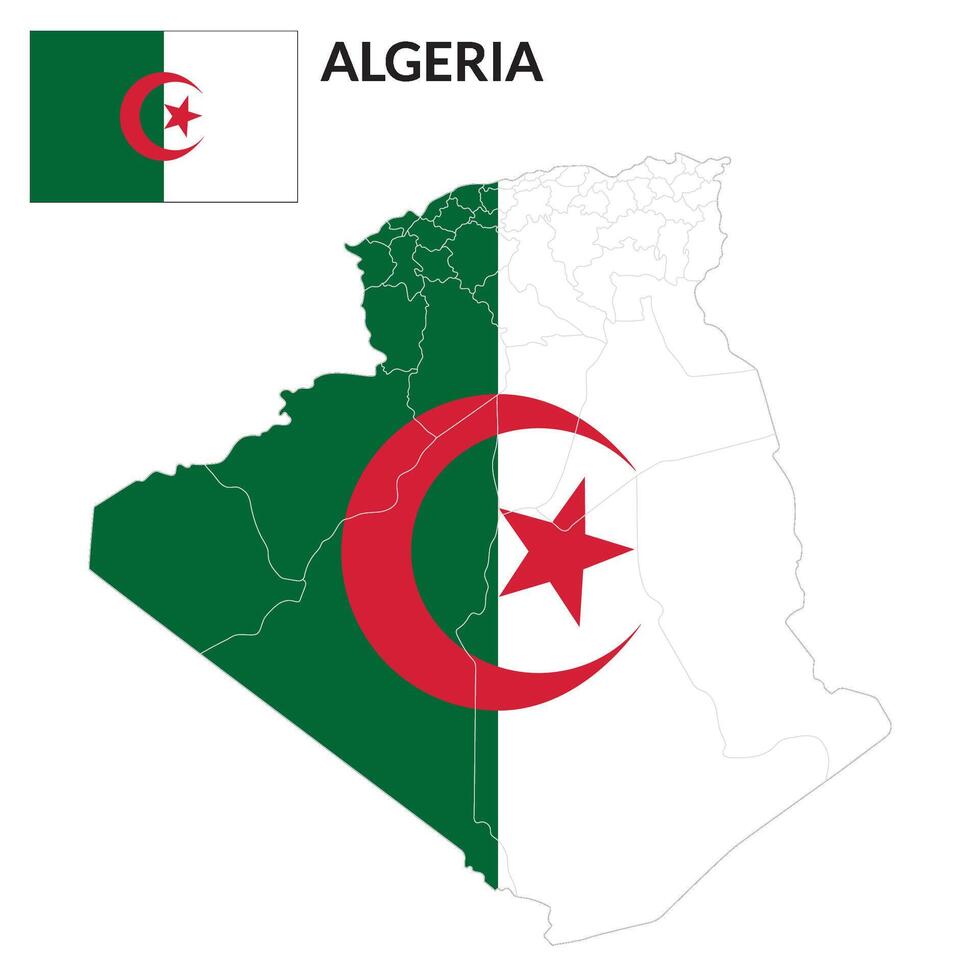 Algeria map. Map of Algeria with Algeria flag vector