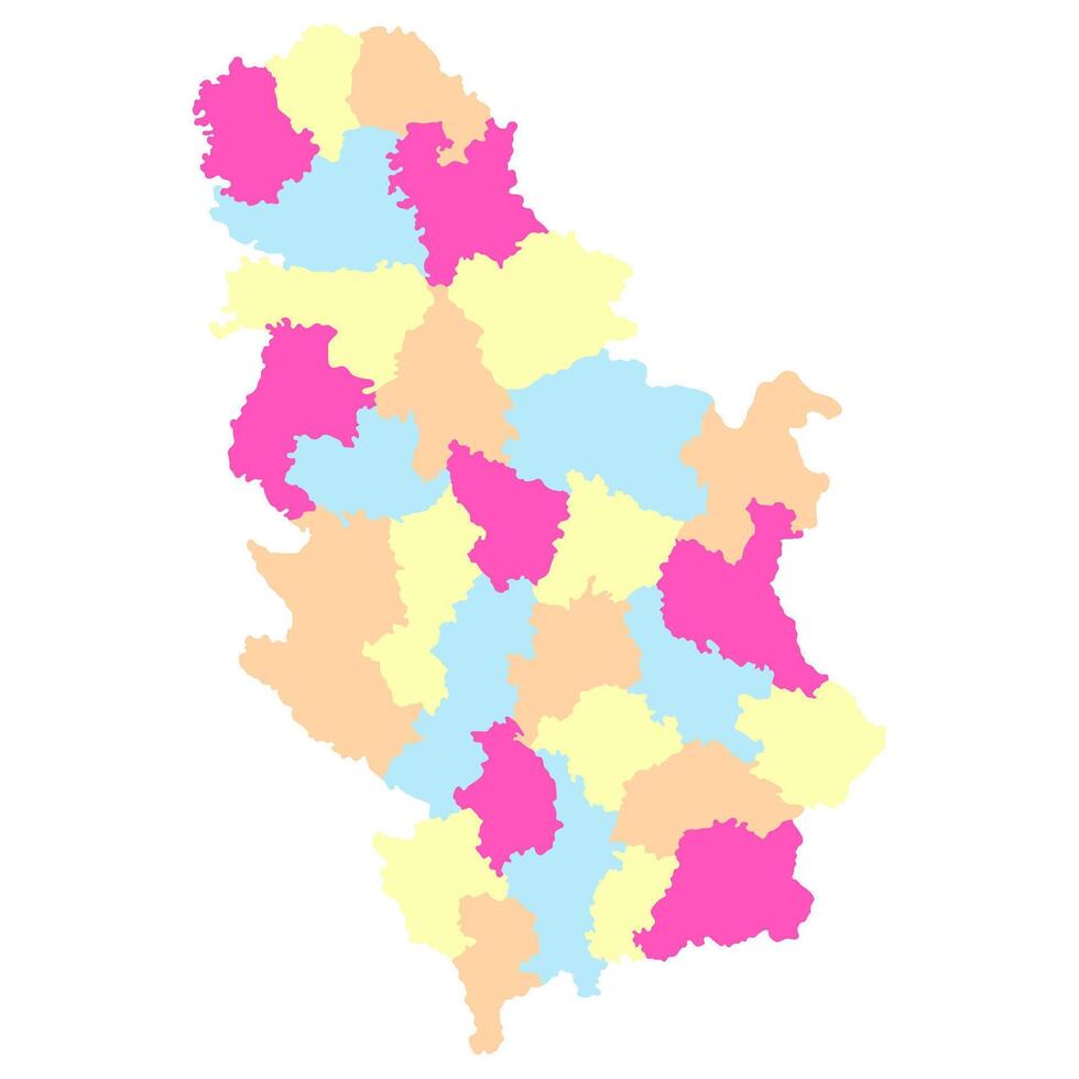 Serbia map. Map of Serbia in administrative provinces in multicolor vector