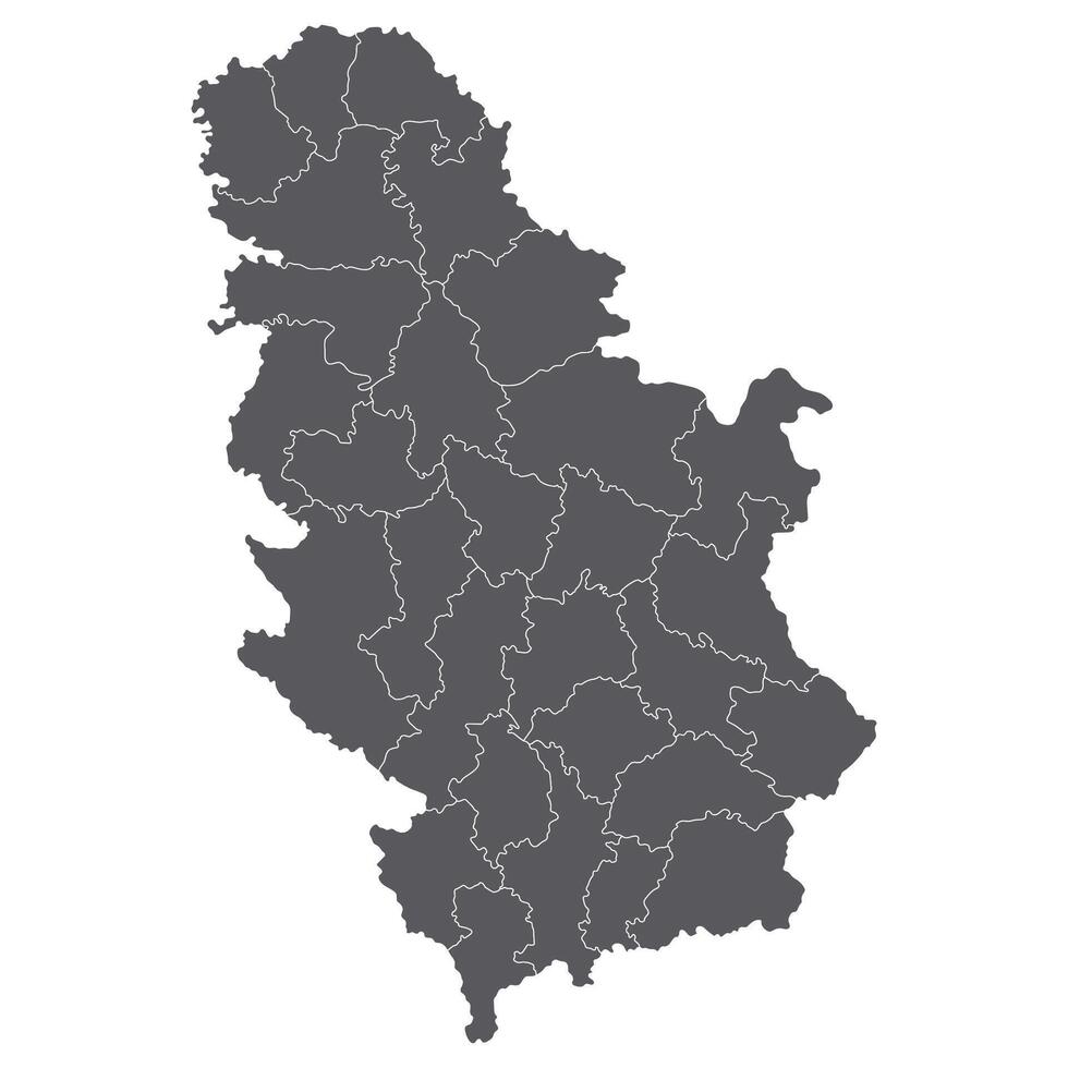 Serbia map. Map of Serbia in administrative provinces in grey color vector