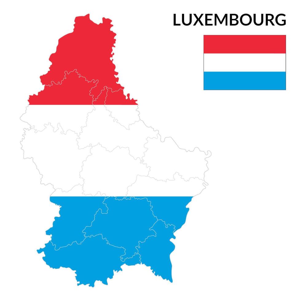 Luxembourg map. Map of Luxembourg with Luxembourg flag vector