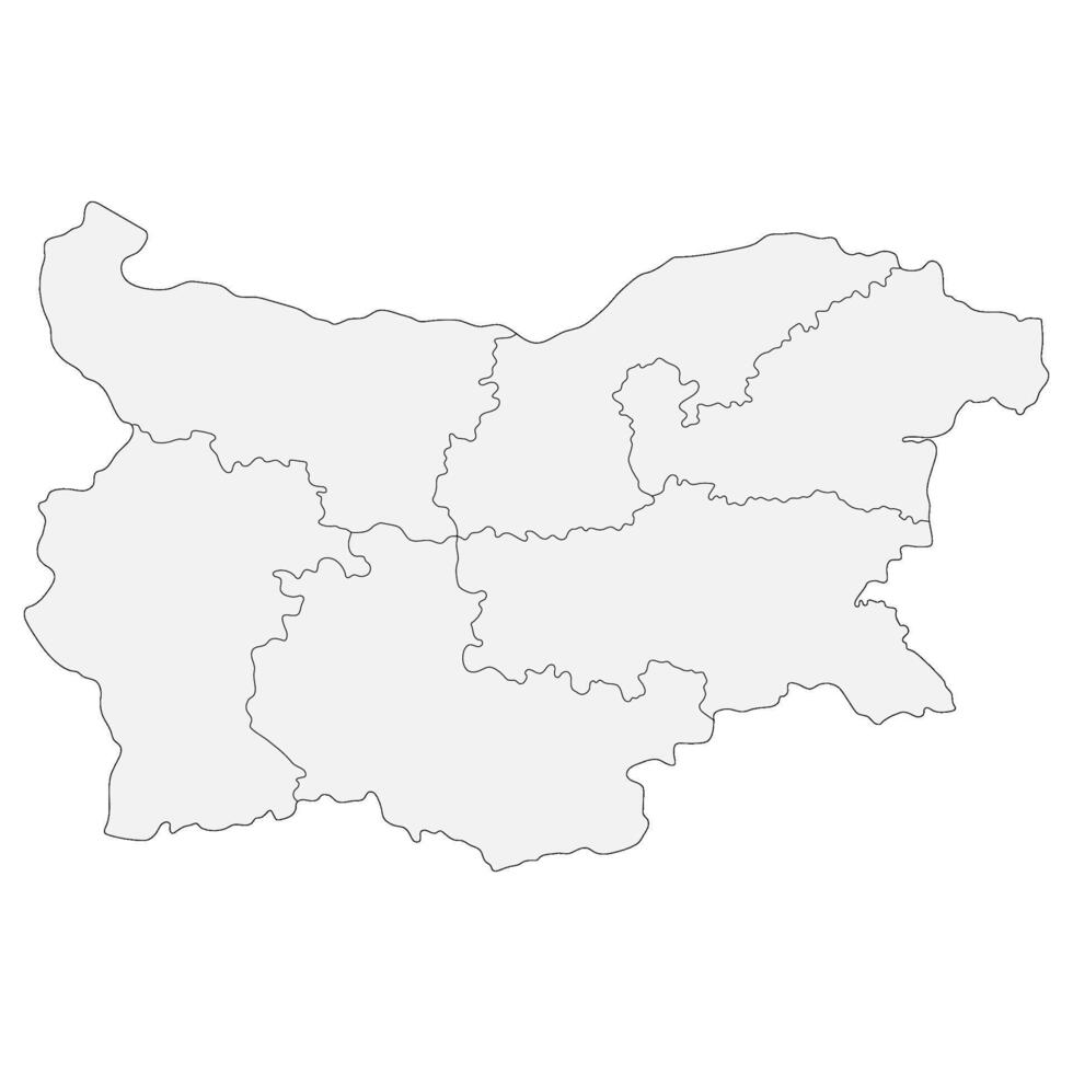 Bulgaria map. Map of Bulgaria in six mains regions in white color vector