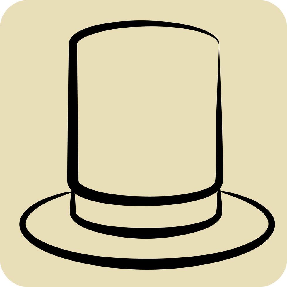 Icon Top Hat. related to Magic symbol. hand drawn style. simple design editable. simple illustration vector