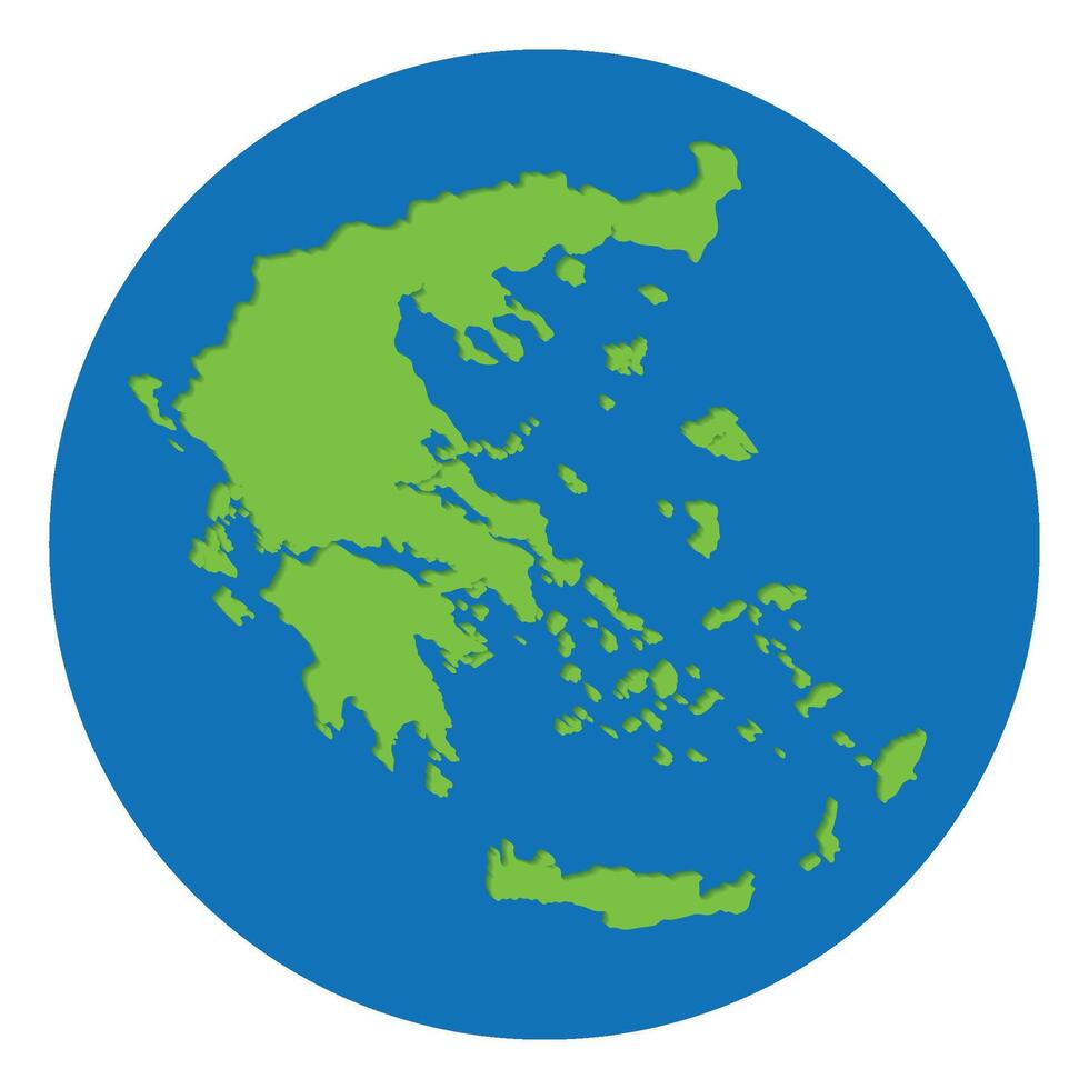 Greece map. Map of Greece in green color in globe design with blue circle color. vector