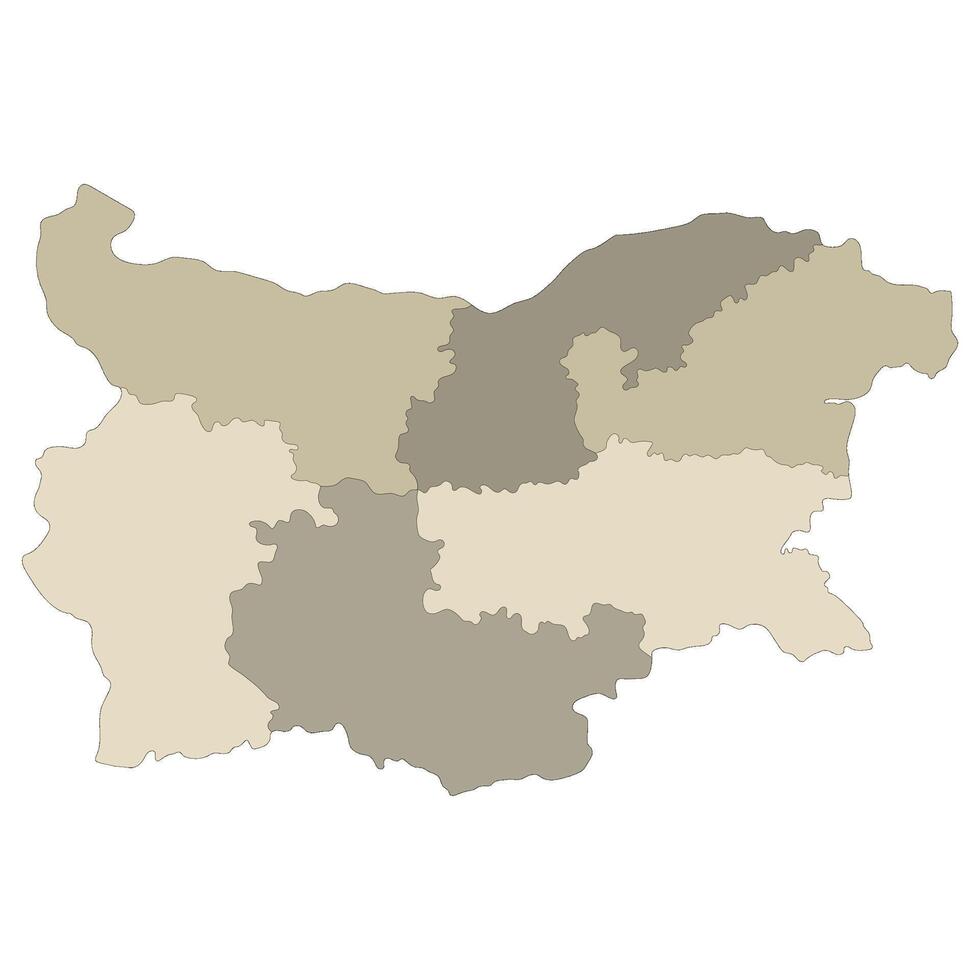 Bulgaria map. Map of Bulgaria in six mains regions in multicolor vector