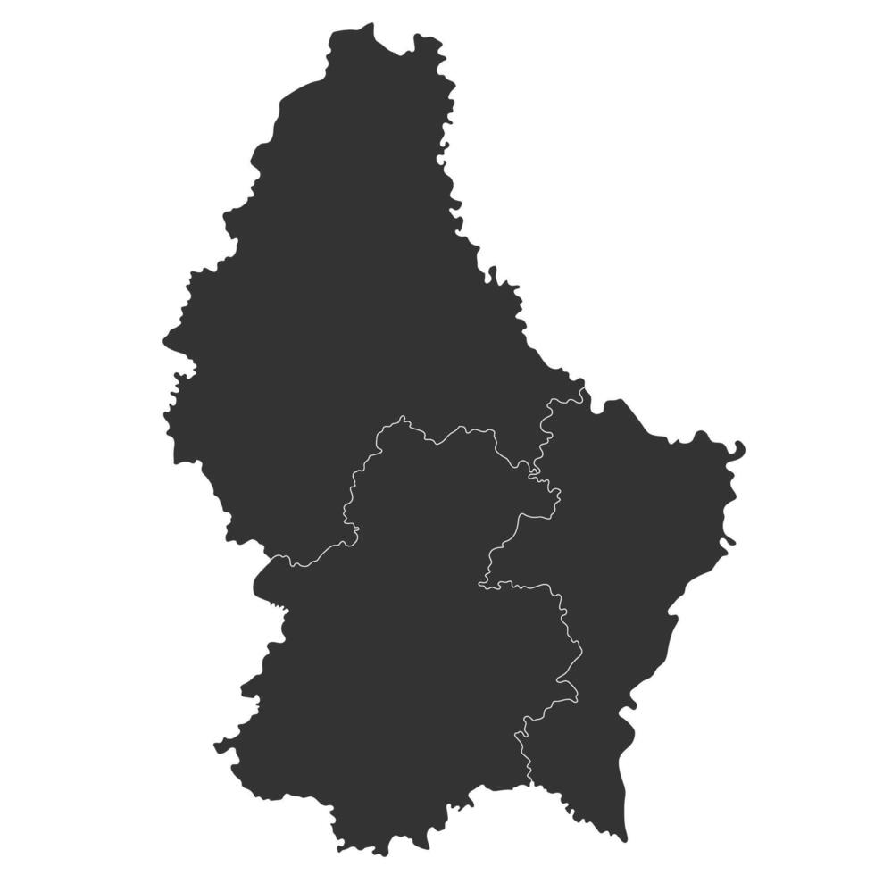 Luxemburgo mapa. mapa de Luxemburgo en Tres red eléctrica regiones en gris color vector