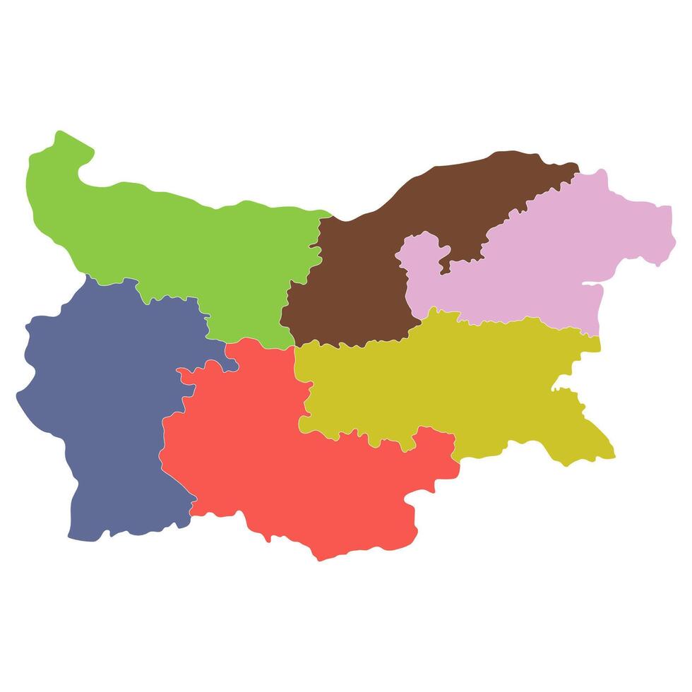 Bulgaria map. Map of Bulgaria in six mains regions in multicolor vector