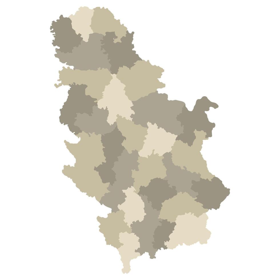 Serbia map. Map of Serbia in administrative provinces in multicolor vector