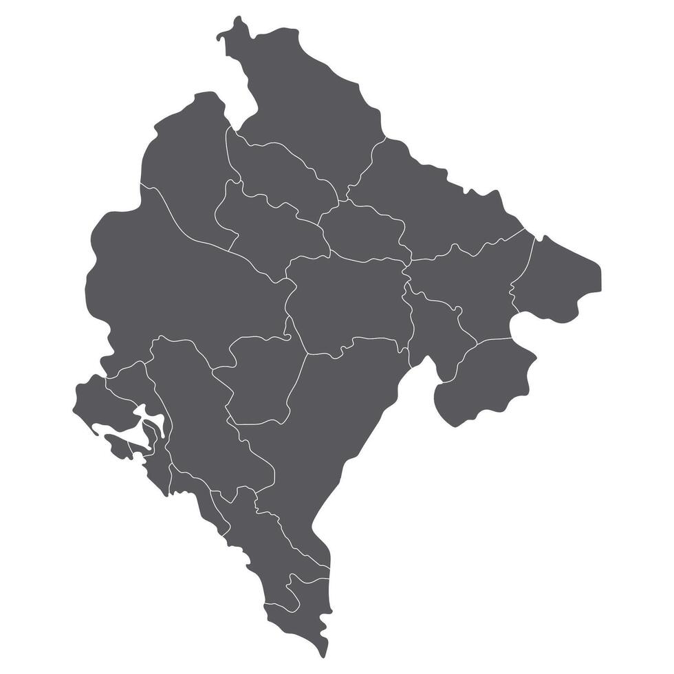 montenegro mapa. mapa de montenegro en administrativo provincias en gris color vector