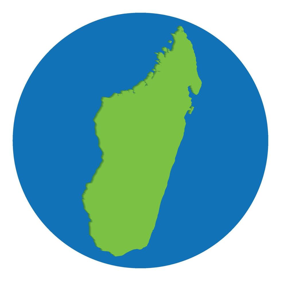 Madagascar map. Map of Madagascar green color in globe design with blue circle color. vector