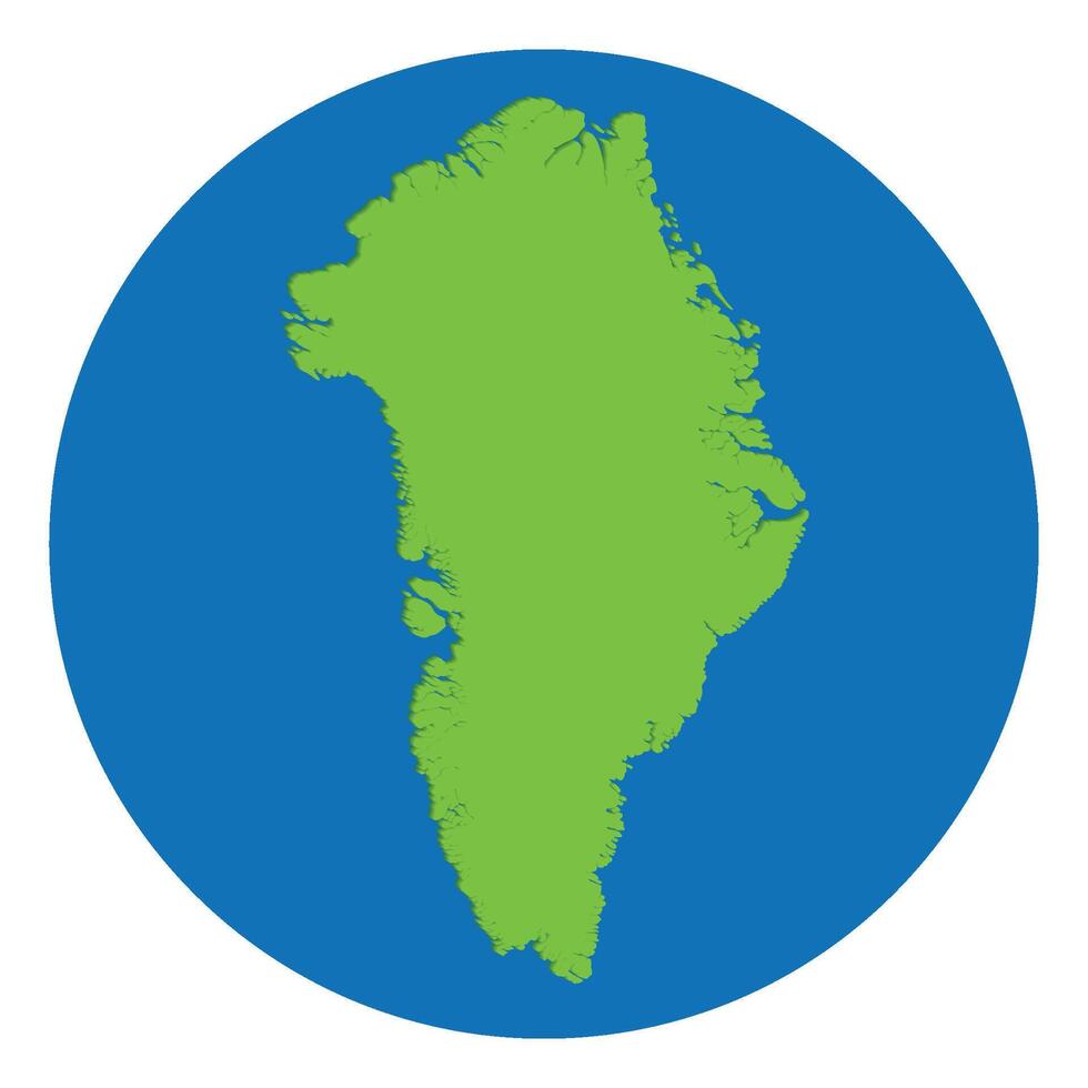 Greenland map. Map of Greenland green color in globe design with blue circle color. vector