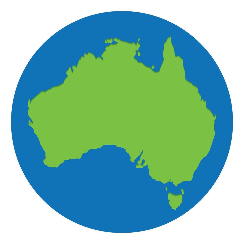 Australia mapa verde color en globo diseño con azul circulo color. mapa de Australia vector
