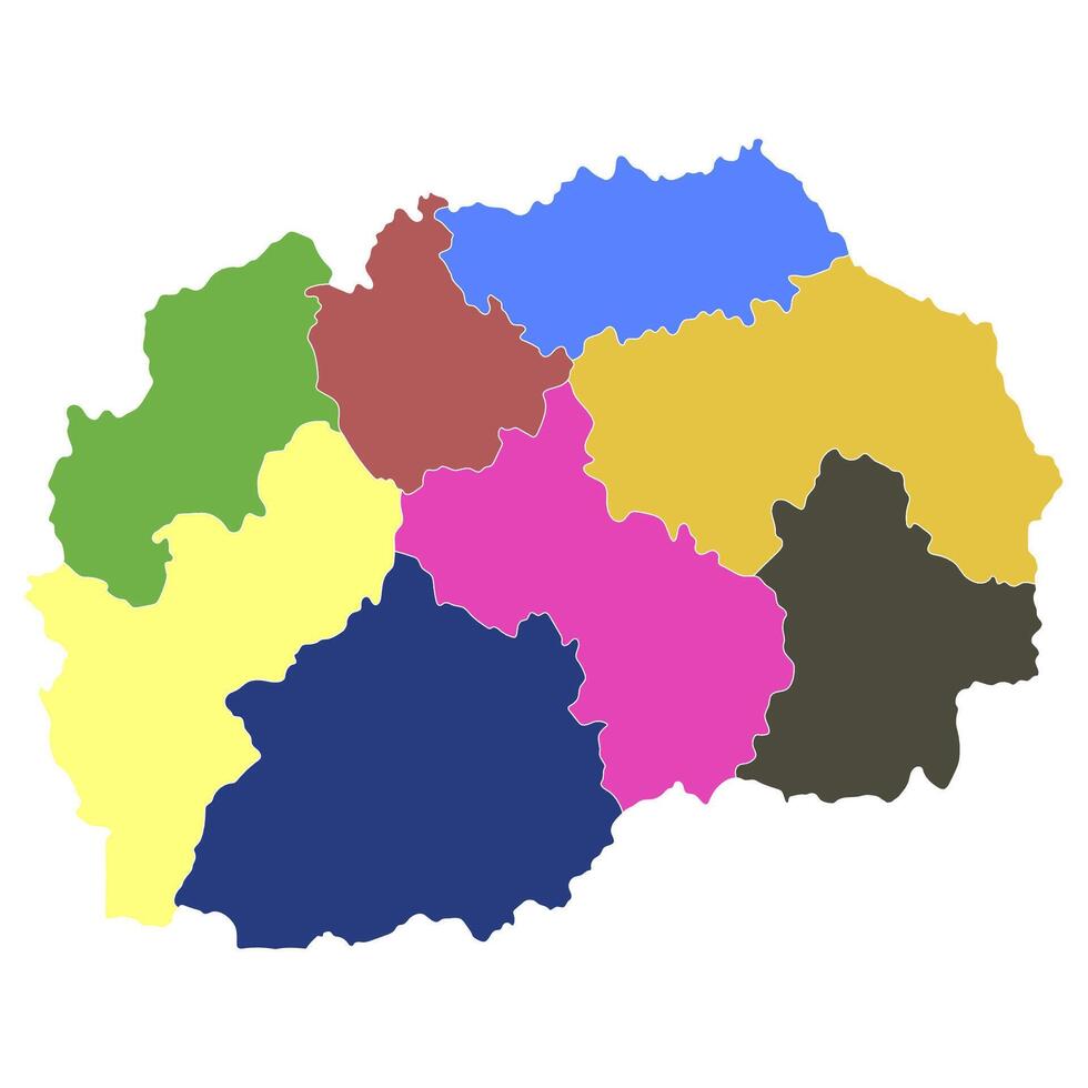 North Macedonia map. Map of North Macedonia in administrative provinces in multicolor vector