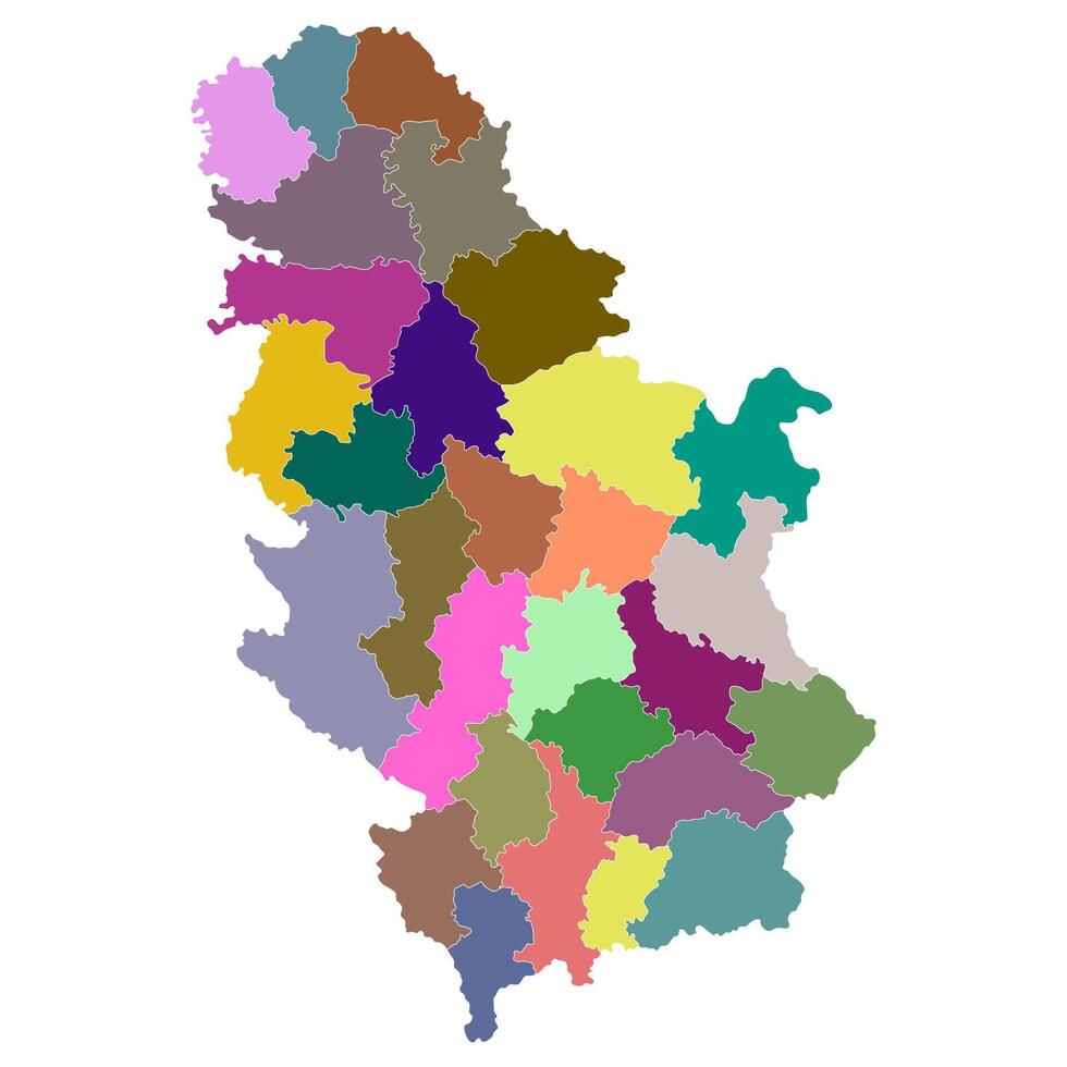 Serbia map. Map of Serbia in administrative provinces in multicolor vector