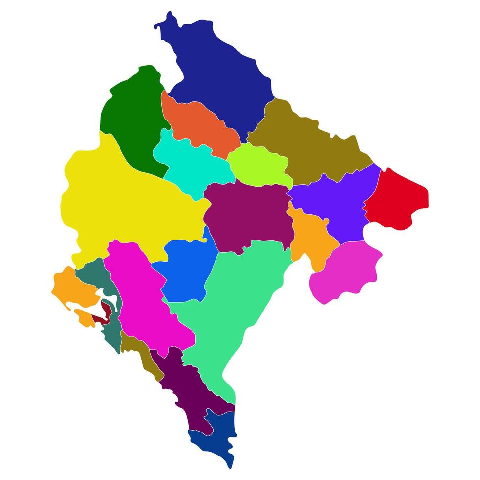Montenegro map. Map of Montenegro in administrative provinces in multicolor vector