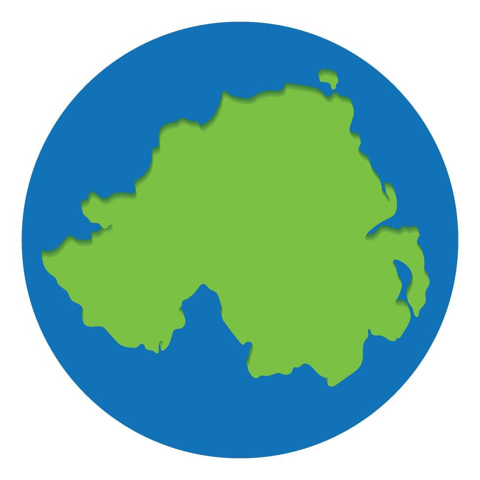 del Norte Irlanda mapa. mapa de del Norte Irlanda en verde color en globo diseño con azul circulo color. vector
