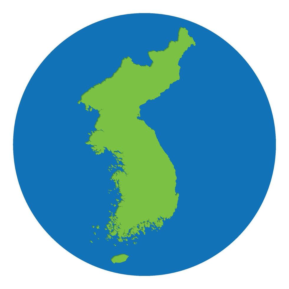 North Korea and South Korea map. Map of Korea in green color in globe design with blue circle color. vector