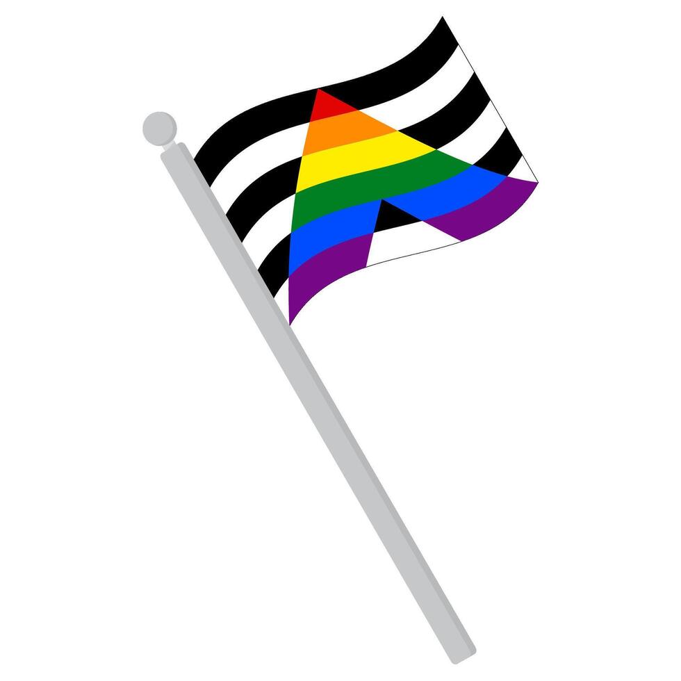 Straight ally pride flag in shape. LGBTQ flag in shape vector