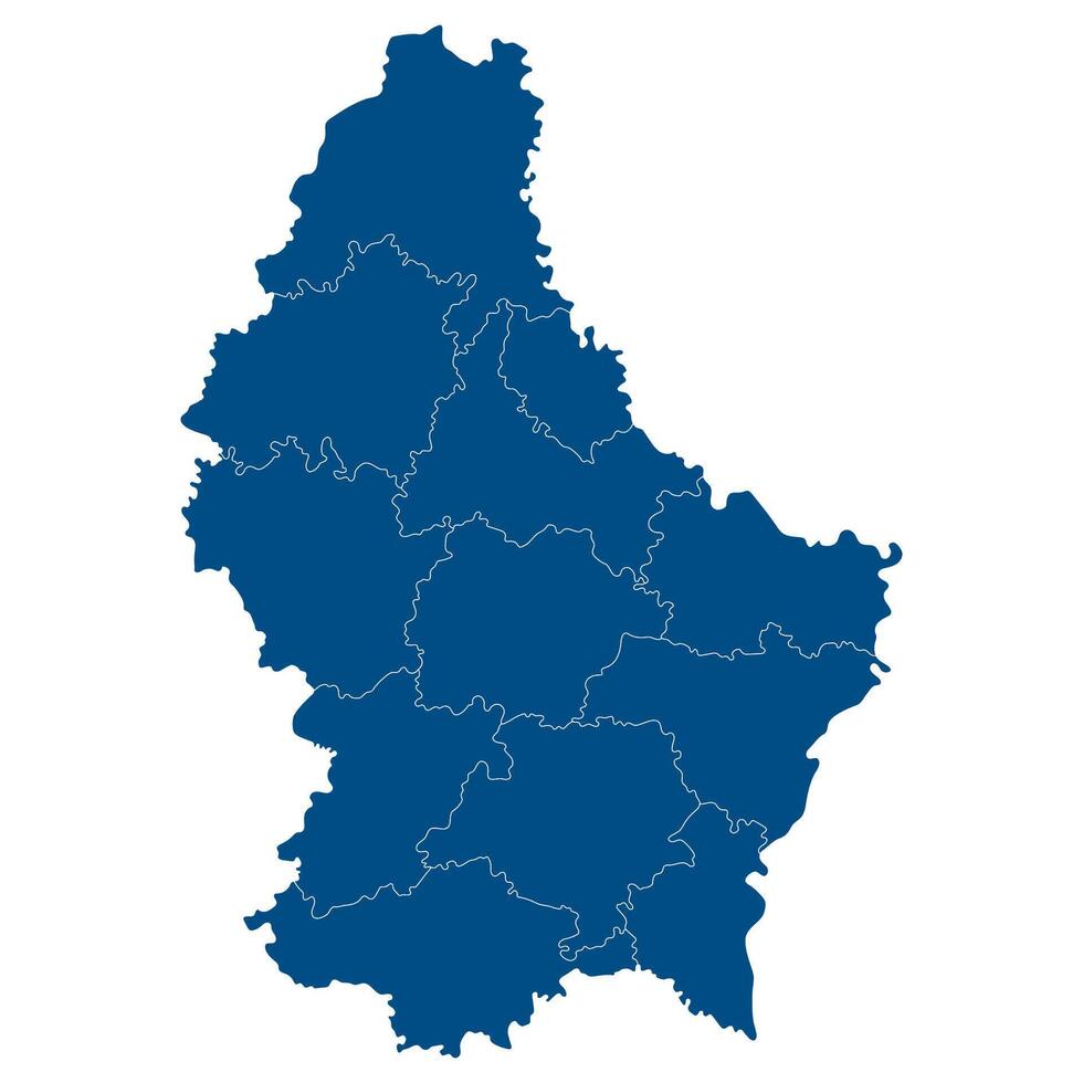 Luxembourg map. Map of Luxembourg in administrative provinces in blue color vector