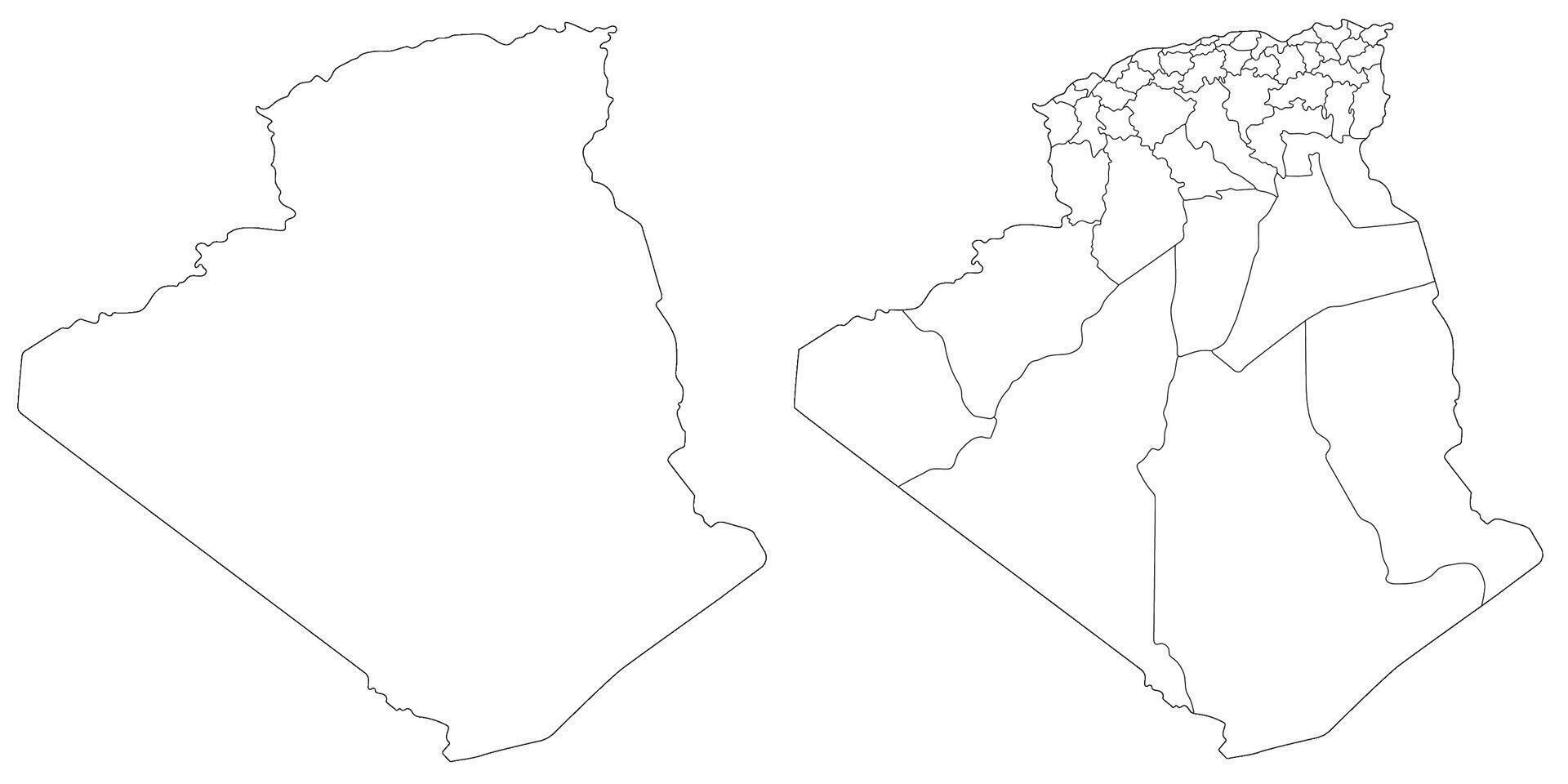 Algeria map. Map of Algeria in white set vector