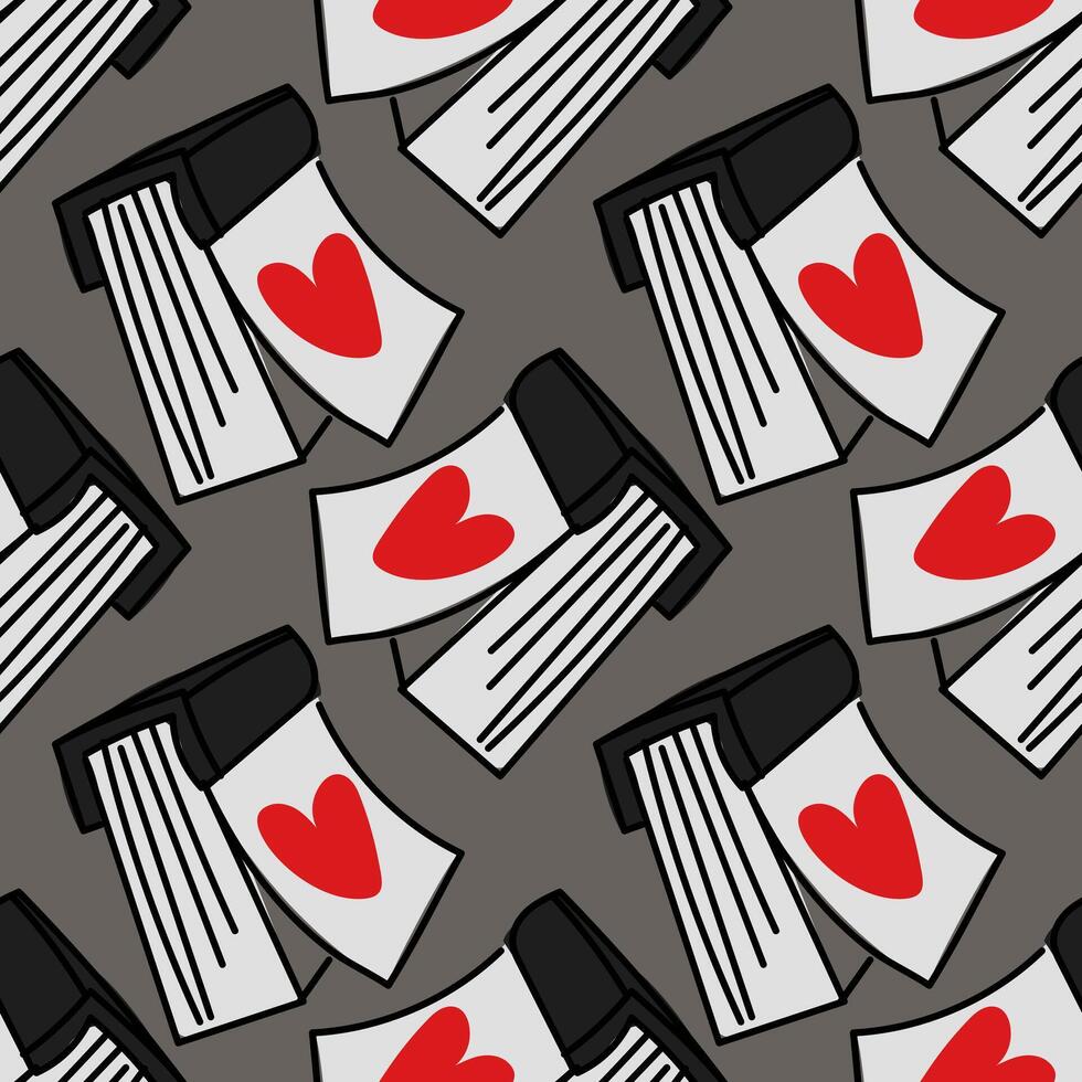 Calendar pattern with a heart, many pages of flat scribbles. The calendar page for Valentine's Day. Business is a flat vector doodle ornament. Valentine's Day, February 14th. Calendar on grey