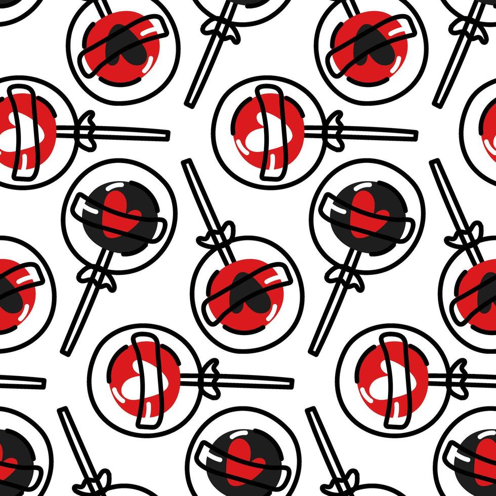 Lollipop pattern is doodle red and black. I love sweets. Seamless pattern with lollipops. Heart, sweetness. Background for Valentine's Day and romantic holidays. Hand-drawn vector illustration