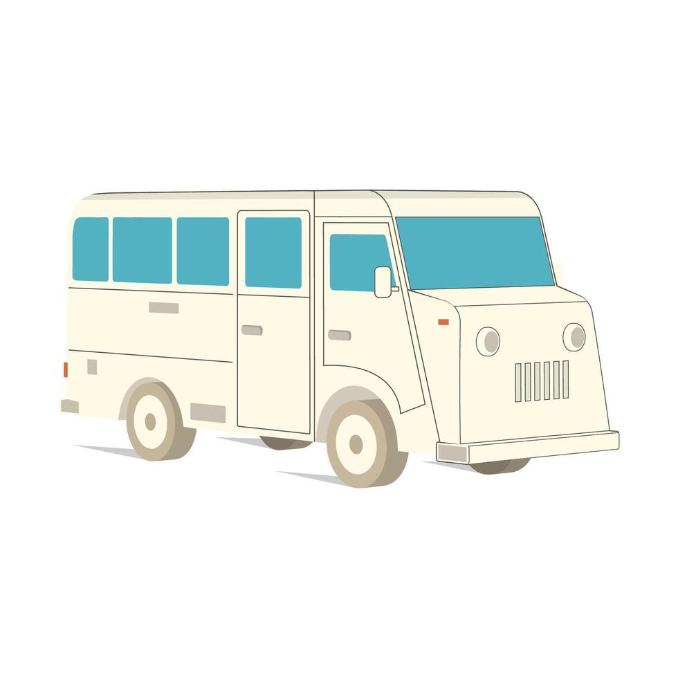 retro recreación vehículo camper, cámping caravana, remolque o familia caravana. 3d isométrica dibujos animados icono aislado en blanco. para verano camper familia viaje concepto. vector. vector
