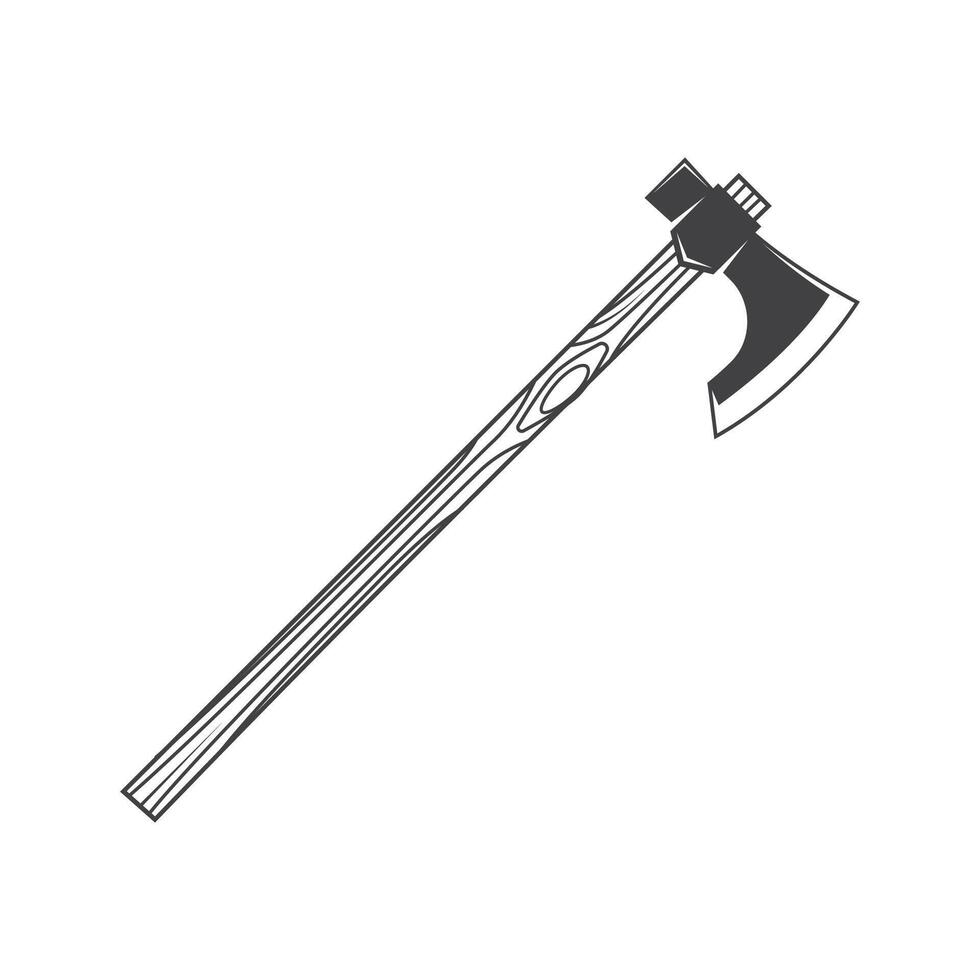 Battle axe isolated on the white background. Vector illustration Knight equipment icon, battle-axe silhouette.