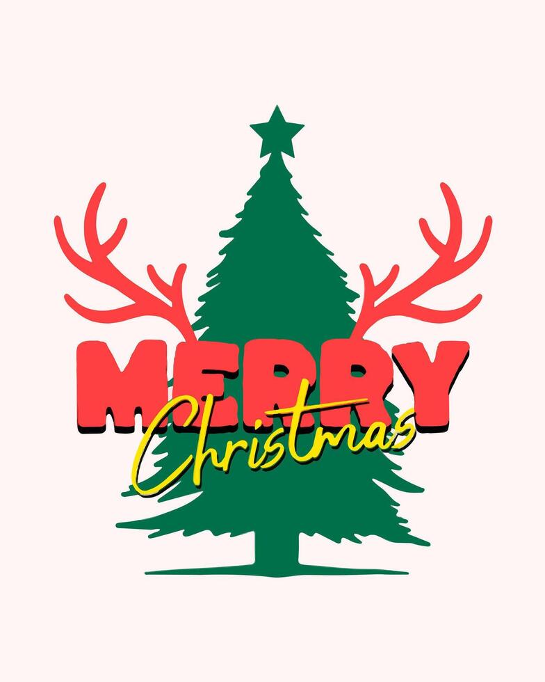 Merry Christmas - Christmas Tree Vector Art, Illustration and Graphic