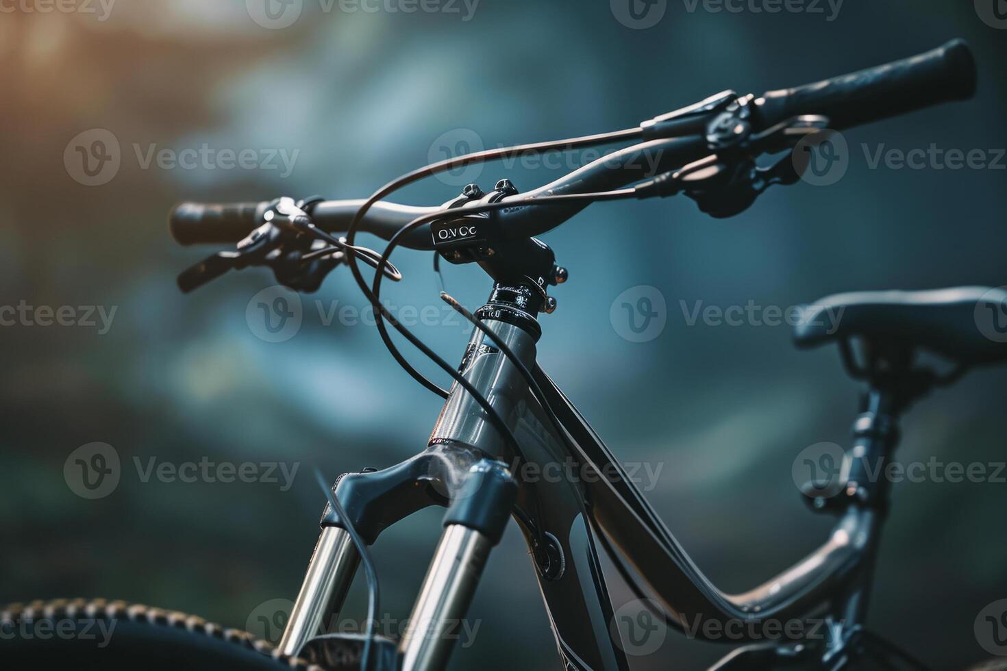 AI generated Mountain biking down hill descending fast on bicycle. Mountain bike. Generative AI photo