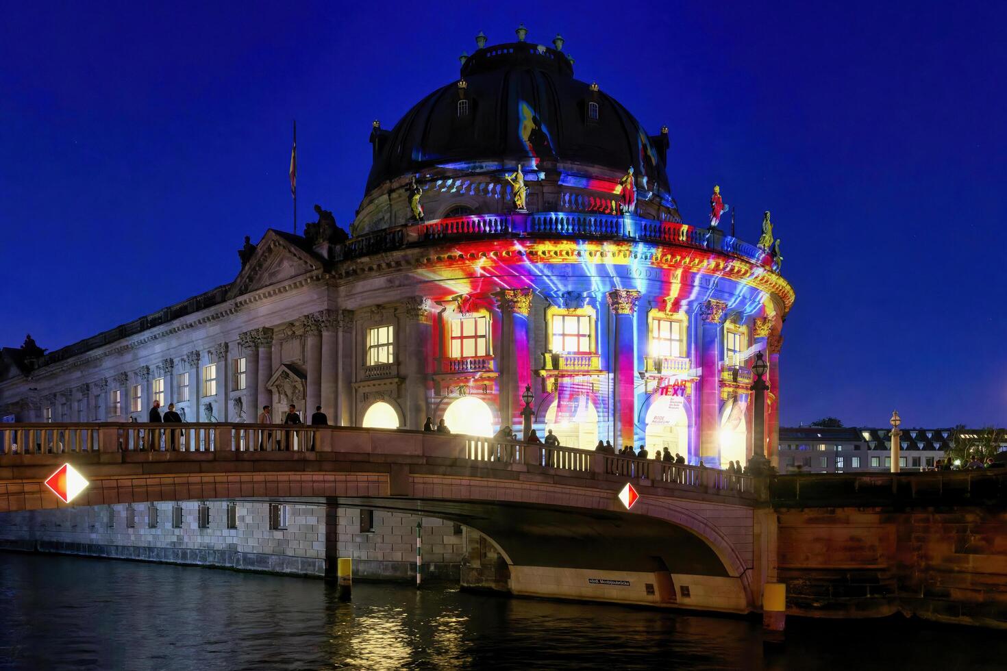Berlin, Germany, 2021 - Bode Museum during the Festival of Lights, Museum Island, Berlin Mitte district, Berlin, Germany photo