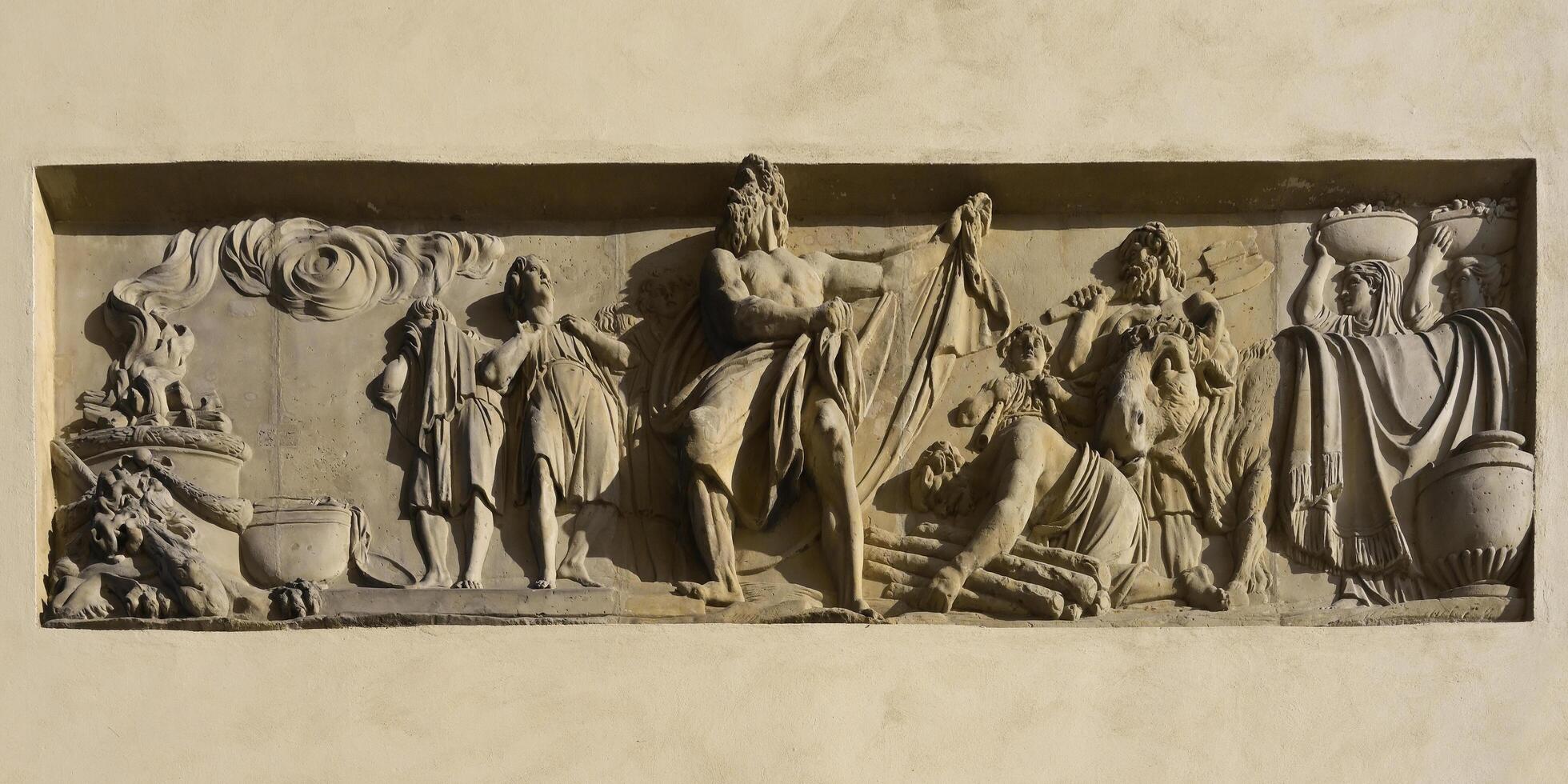 Berlin, Germany, 2021 - Bas relief depicting scenes from Greek mythology, Brandenburg Gate, Pariser Square, Unter den Linden, Berlin, Germany photo