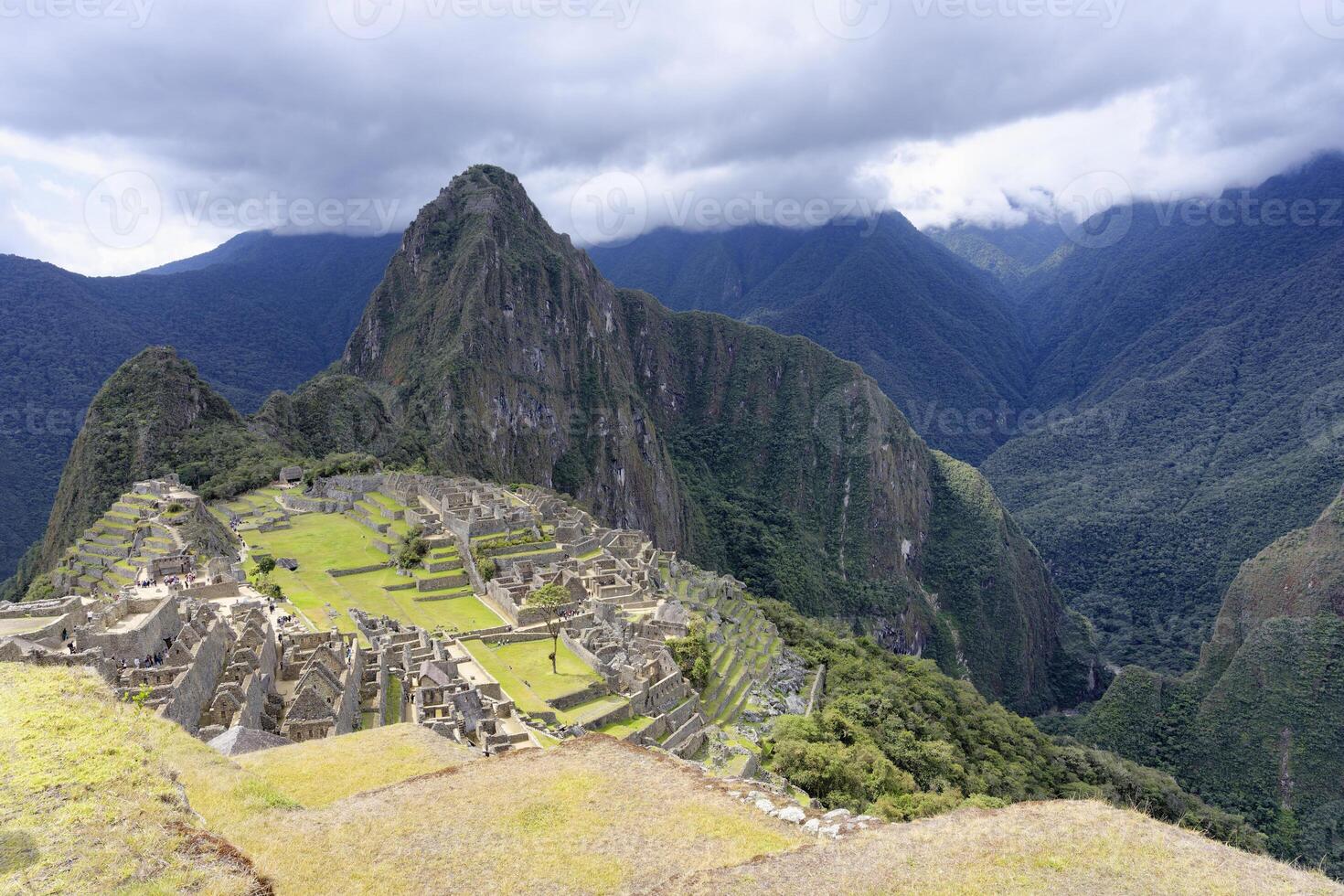 Machu Picchu, Ruined city of the Incas with Mount Huayana Picchu, Andes Cordilleria, Urubamba province, Cusco, Peru photo