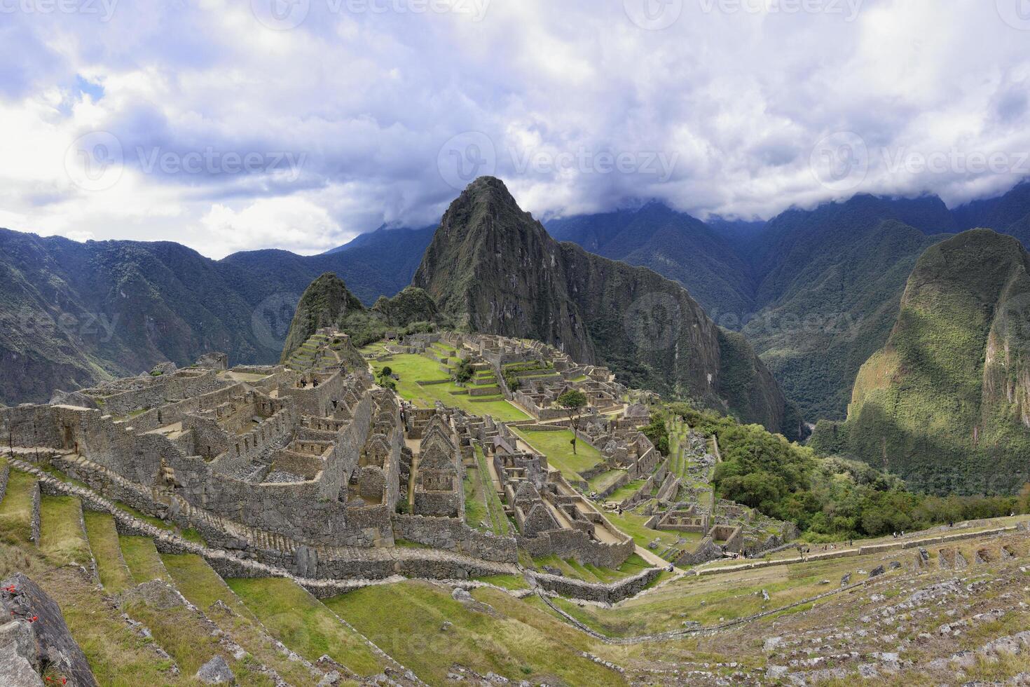 Machu Picchu, Ruined city of the Incas with Mount Huayana Picchu, Andes Cordilleria, Urubamba province, Cusco, Peru photo