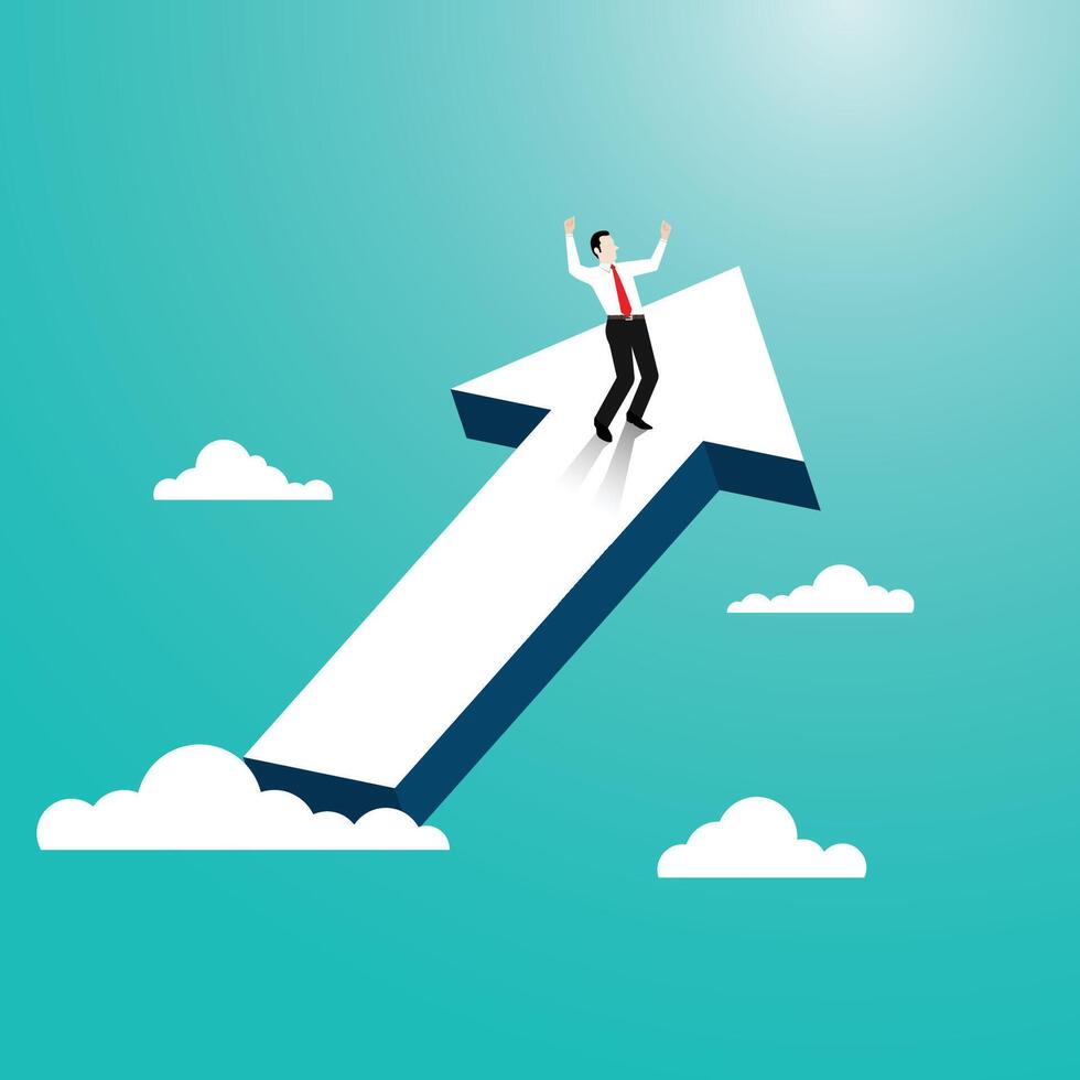Man on arrow and cloud vector