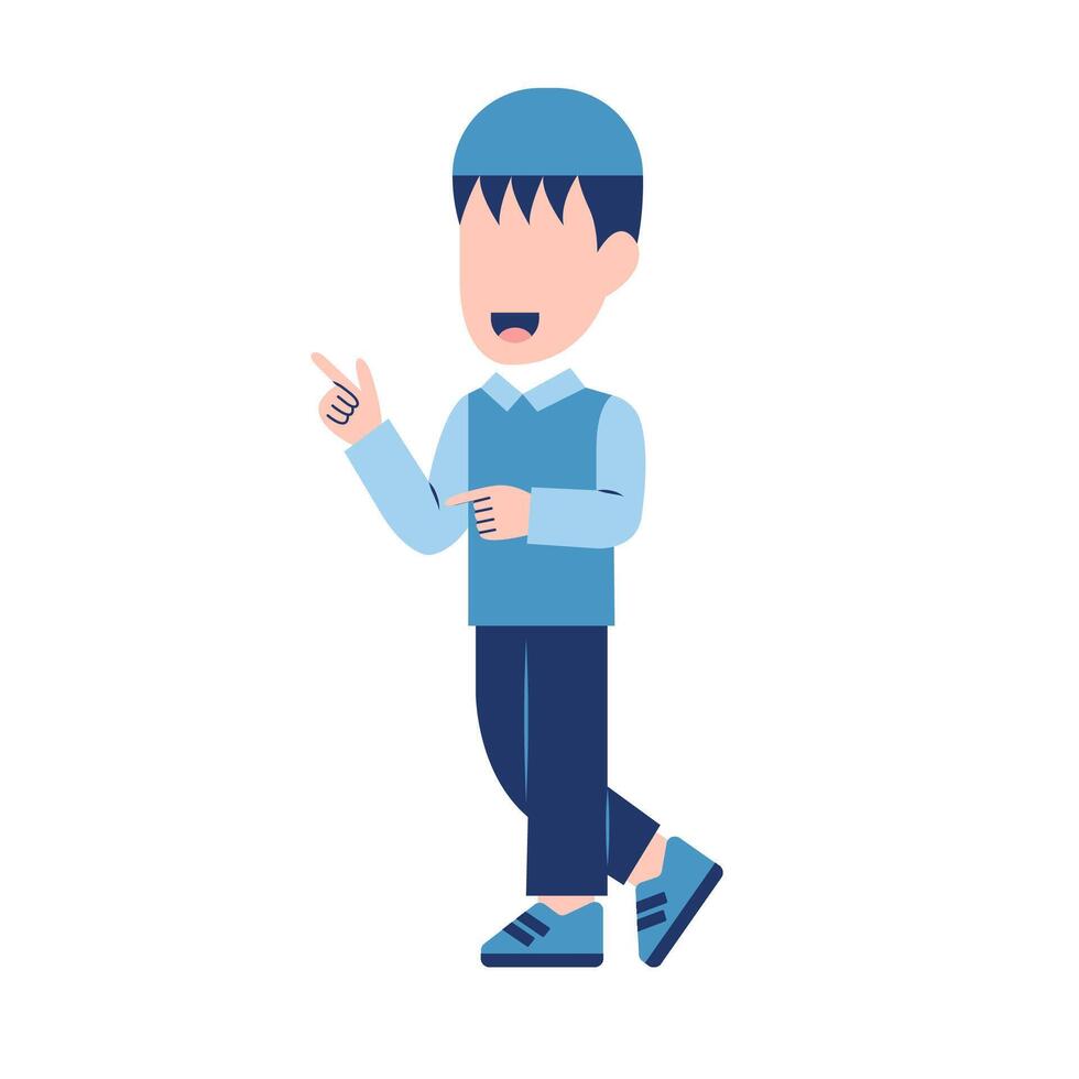 Muslim Boy With Explaining Gesture vector