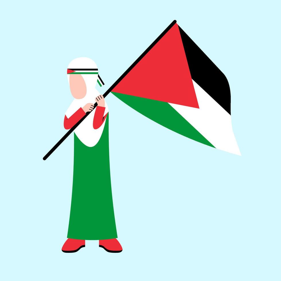 Hijab Woman Holding Palestine Flag 37382756 Vector Art at Vecteezy