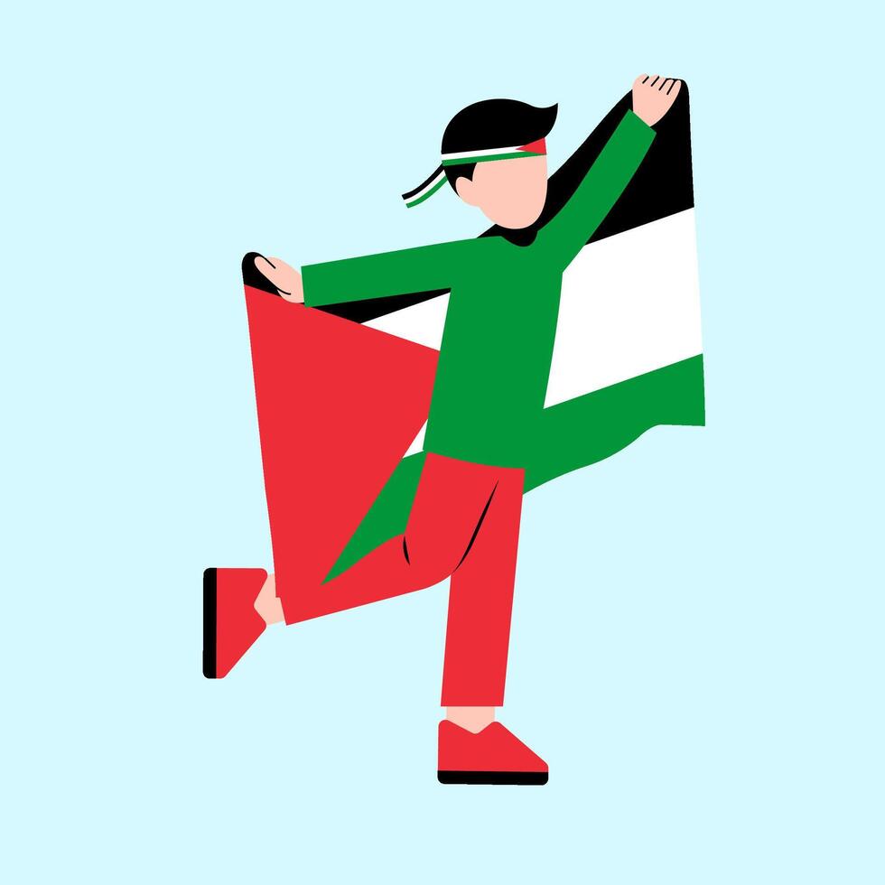 A Man Holding Palestine Flag vector