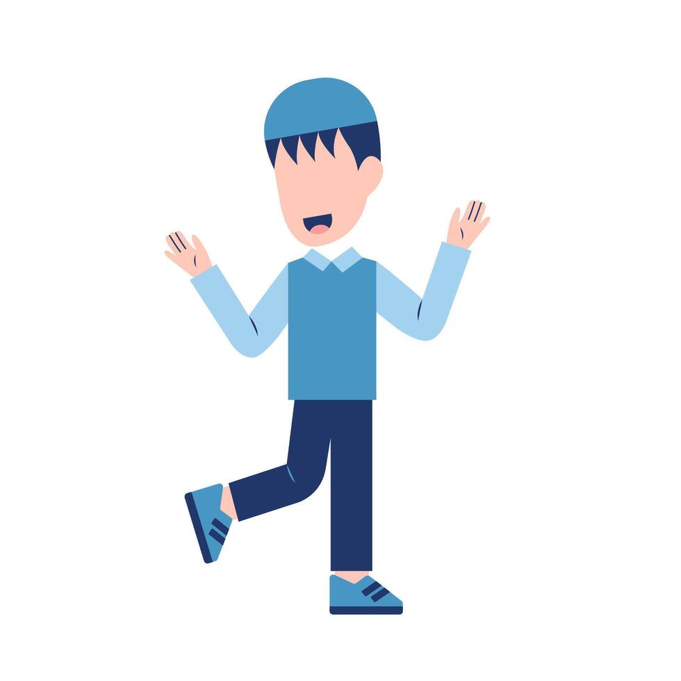 Character Of Happy Muslim Boy vector
