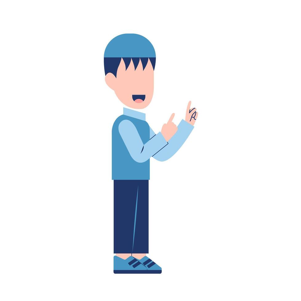 Muslim Boy With Explaining Gesture vector