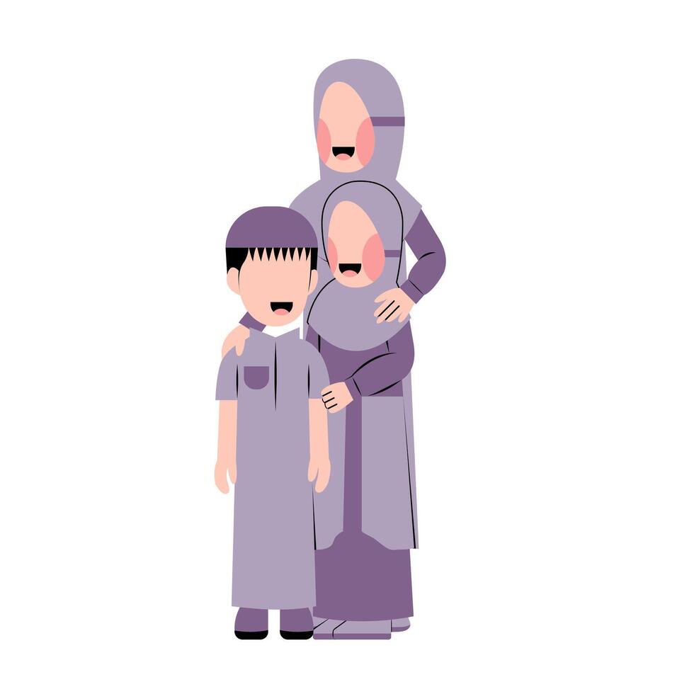 plano ilustración de musulmán familia vector