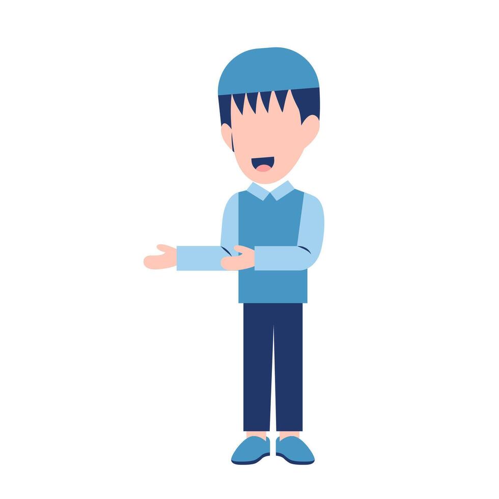 Muslim Boy With Explaining Gesture vector