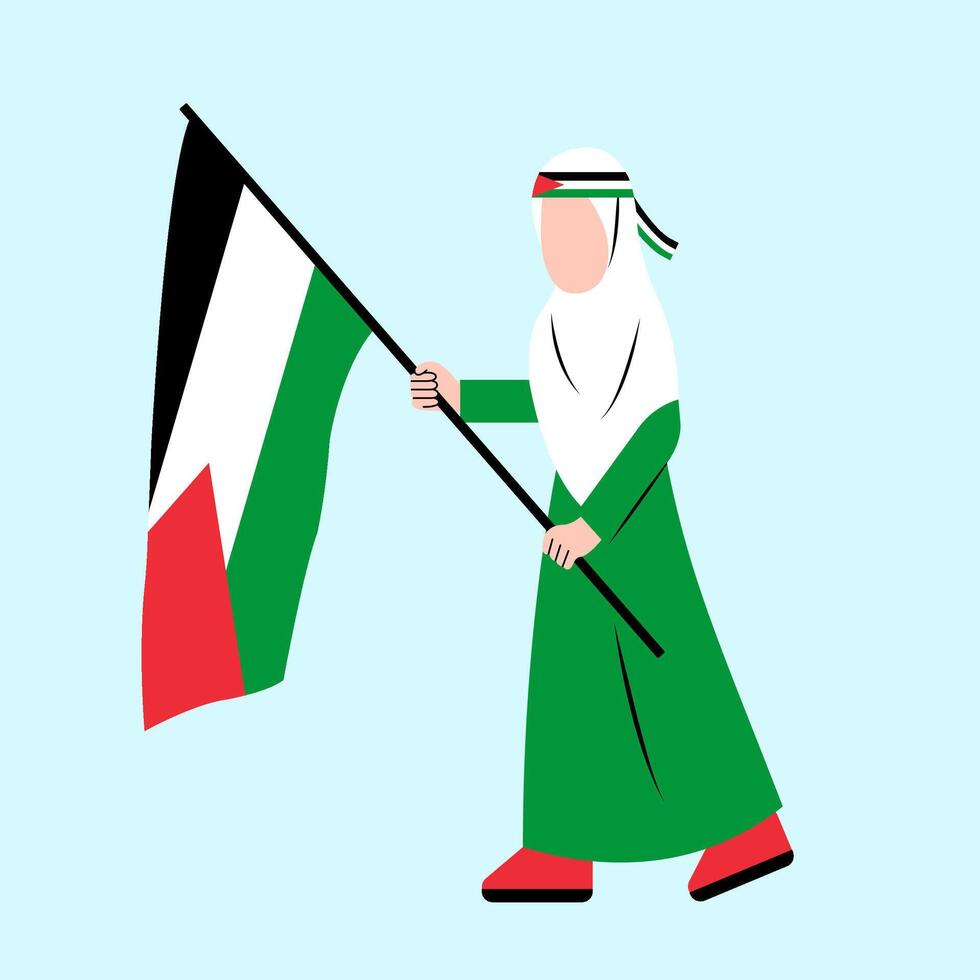 Hijab Woman Holding Palestine Flag 37382825 Vector Art at Vecteezy